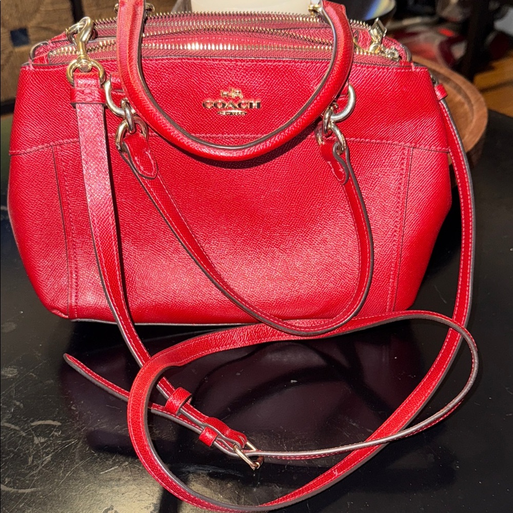 Coach Leather Satchel in Deep Wine Red with Gold Hardware